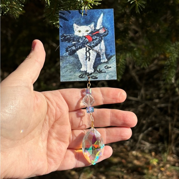 Krampus cat Ornament, retro krampus postcard reproduction ornament, creepmas - Picture 9 of 10